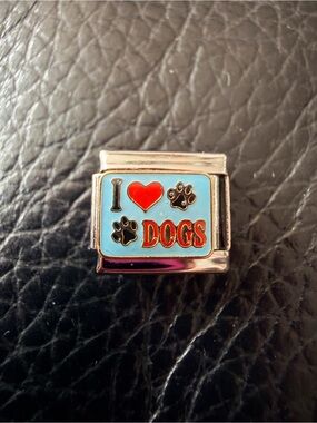 I Love Dogs Stainless Steel Italian Charm Link
